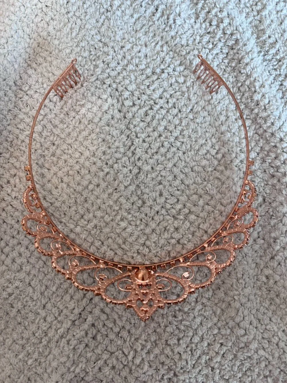 DisneySea Tokyo Rose Gold Tiara - Removable Gemstone (Ruby + Unopened Amethyst)
